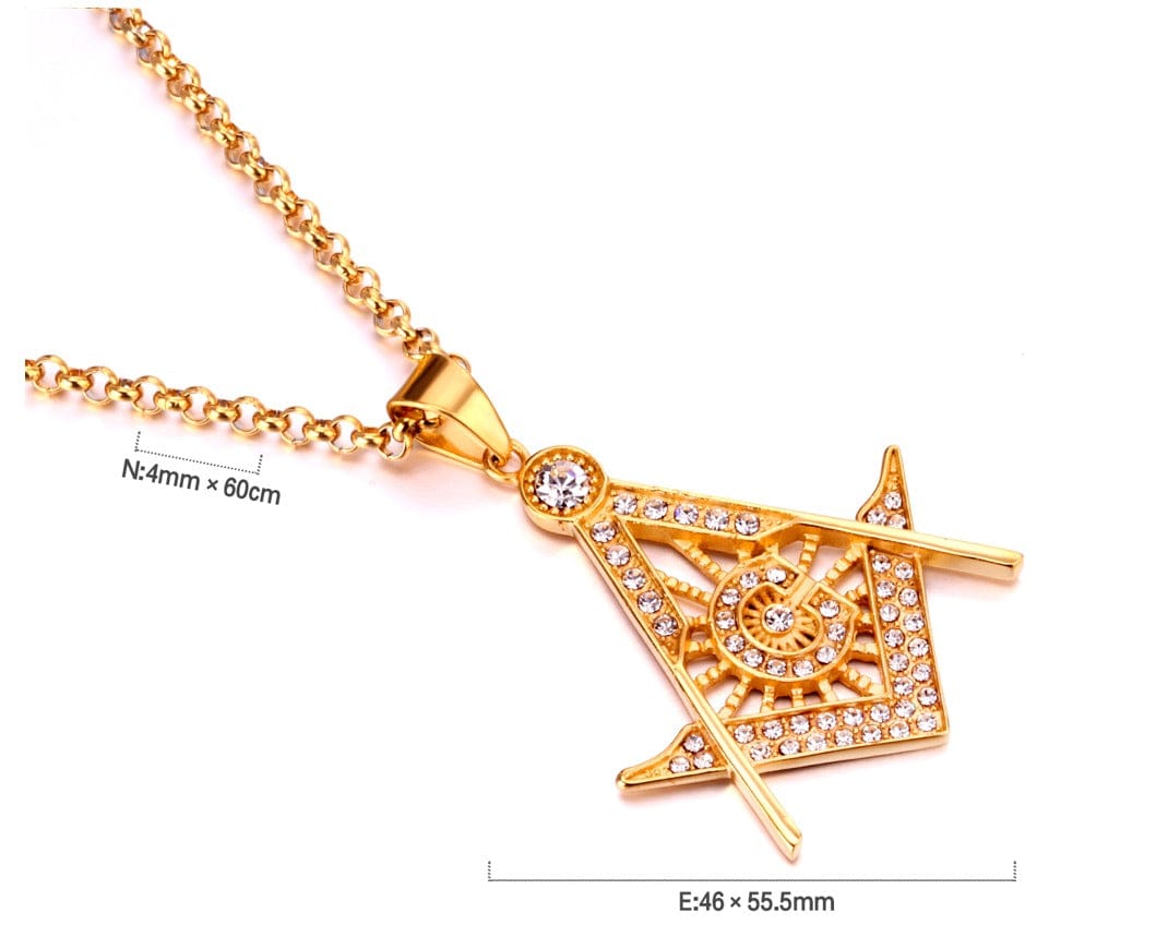 Zircon Masonic Compass Necklace