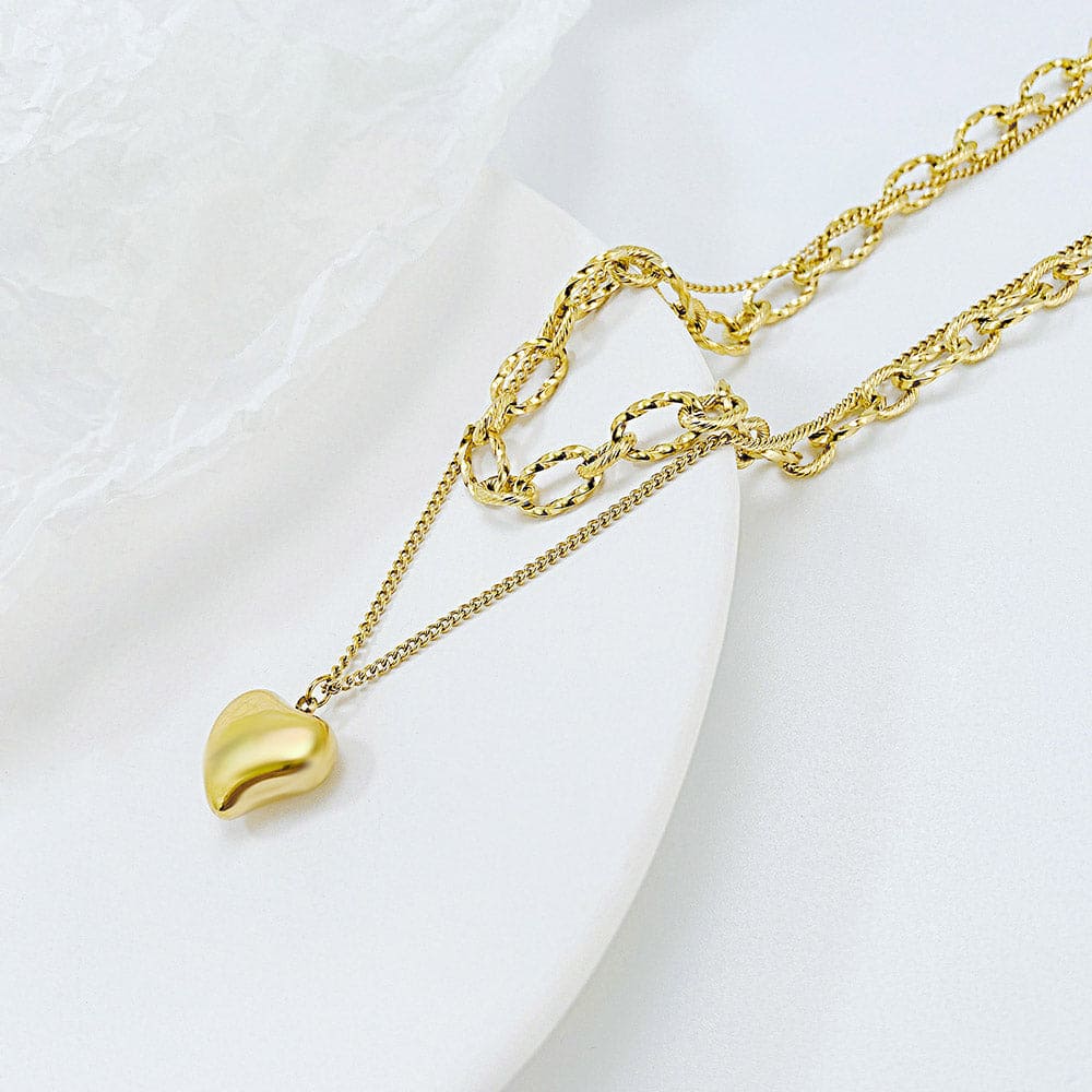 Multilayer Solid Heart Necklace