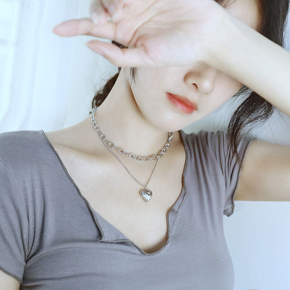 Multilayer Solid Heart Necklace