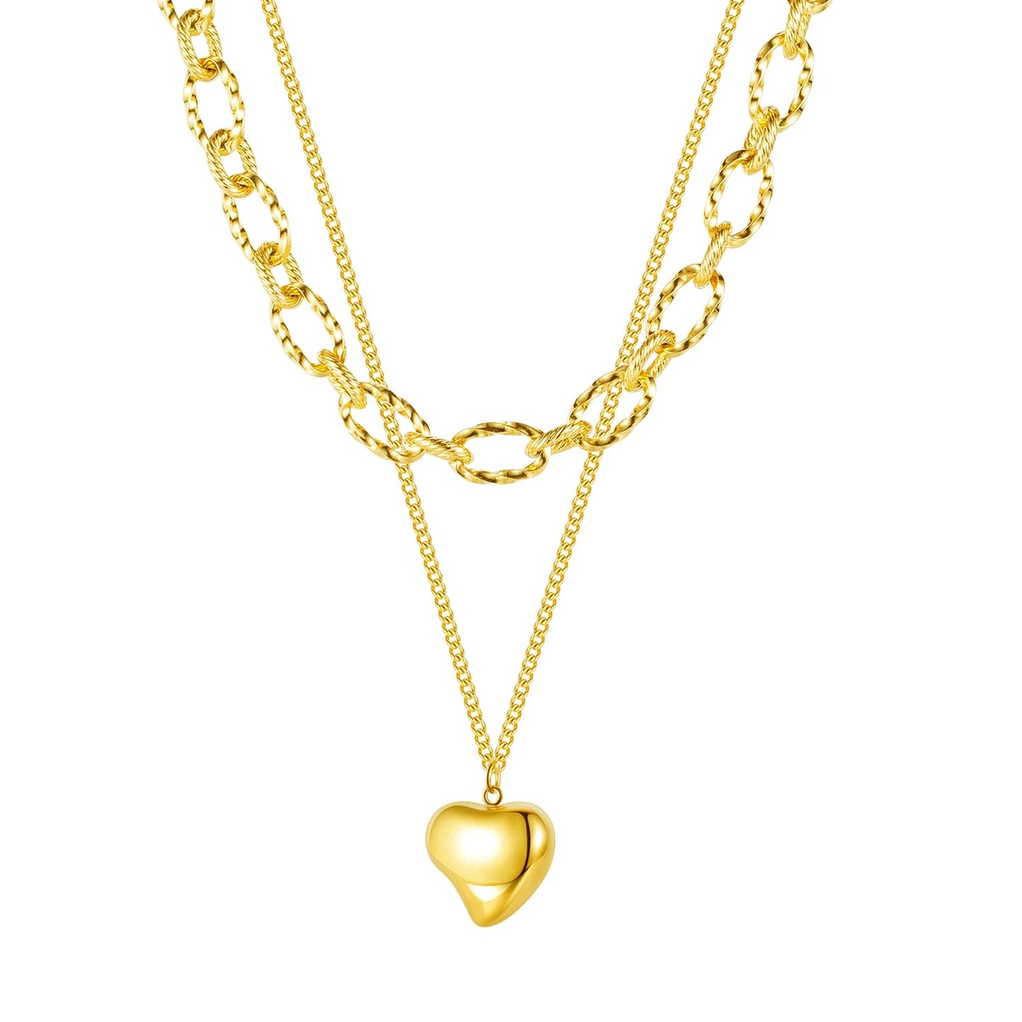 Multilayer Solid Heart Necklace