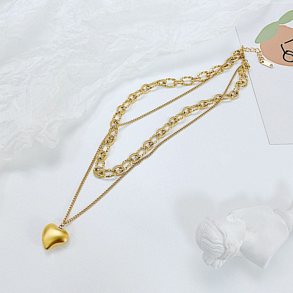 Multilayer Solid Heart Necklace