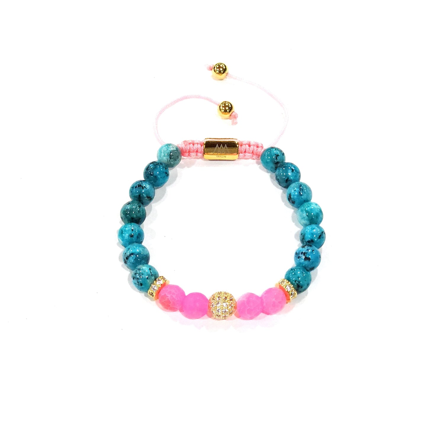 Turquoise-Pink Agate Gemstone Bracelet