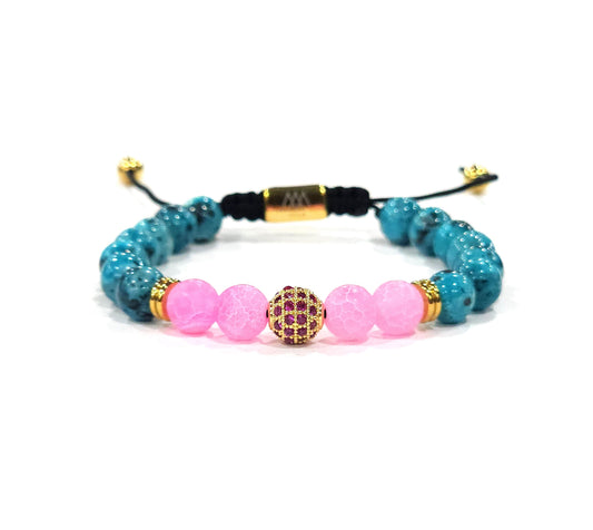 Turquoise-Pink Agate Gemstone Bracelet 2.0