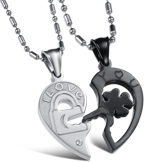 I Love You - Heart Necklace Pair