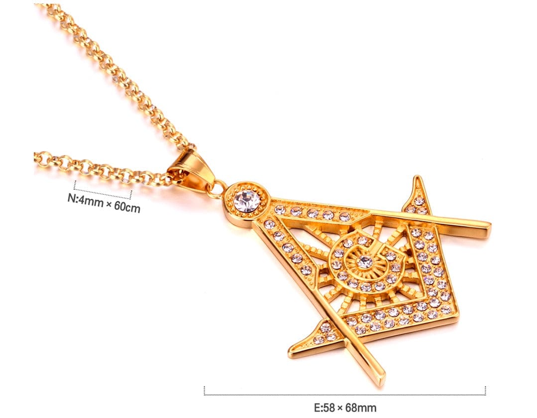 Zircon Masonic Compass Necklace