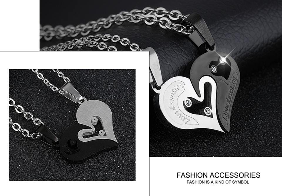 Love Devotion Heart Necklace Pair