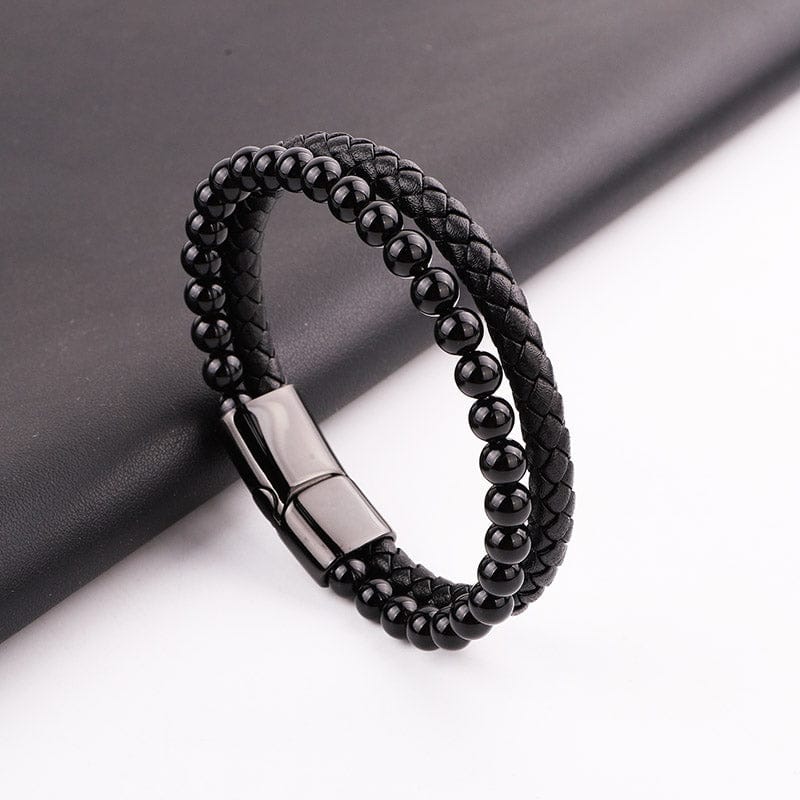 Multilayer Agate Leather Bracelet