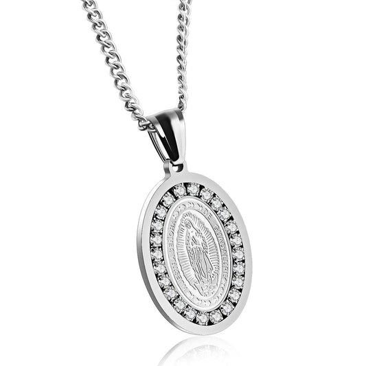 Oval-Zircon Mary Necklace