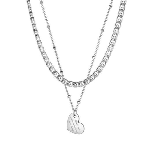 Multilayer Flat Heart Necklace