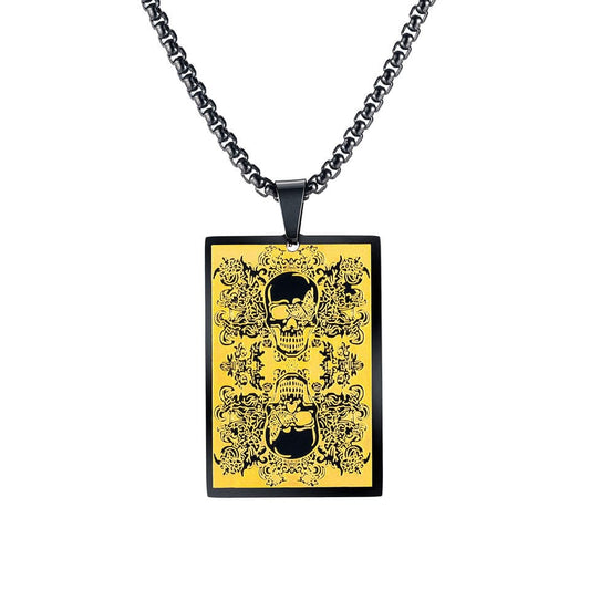 Double Skull Art Card Necklace