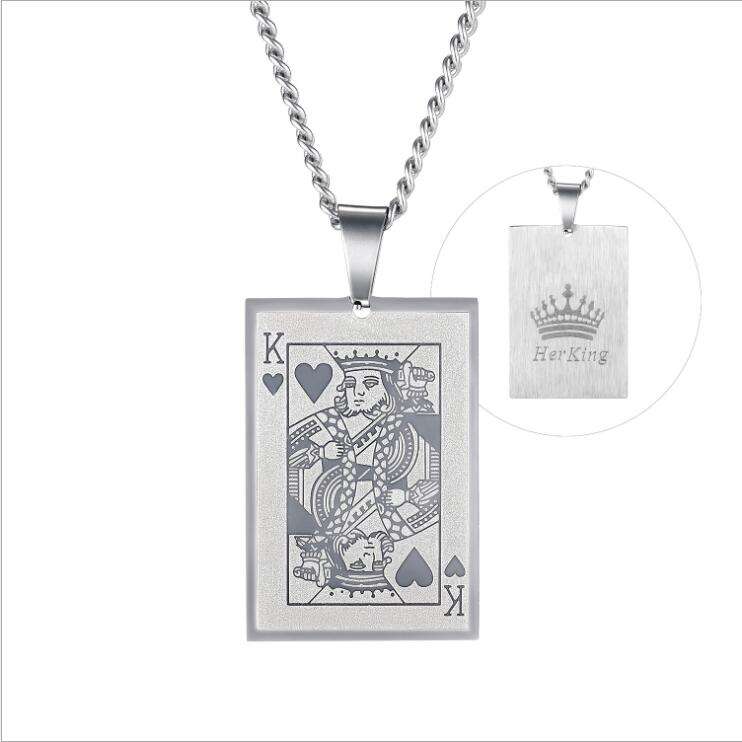 His Queen Her King Card Necklace Pair