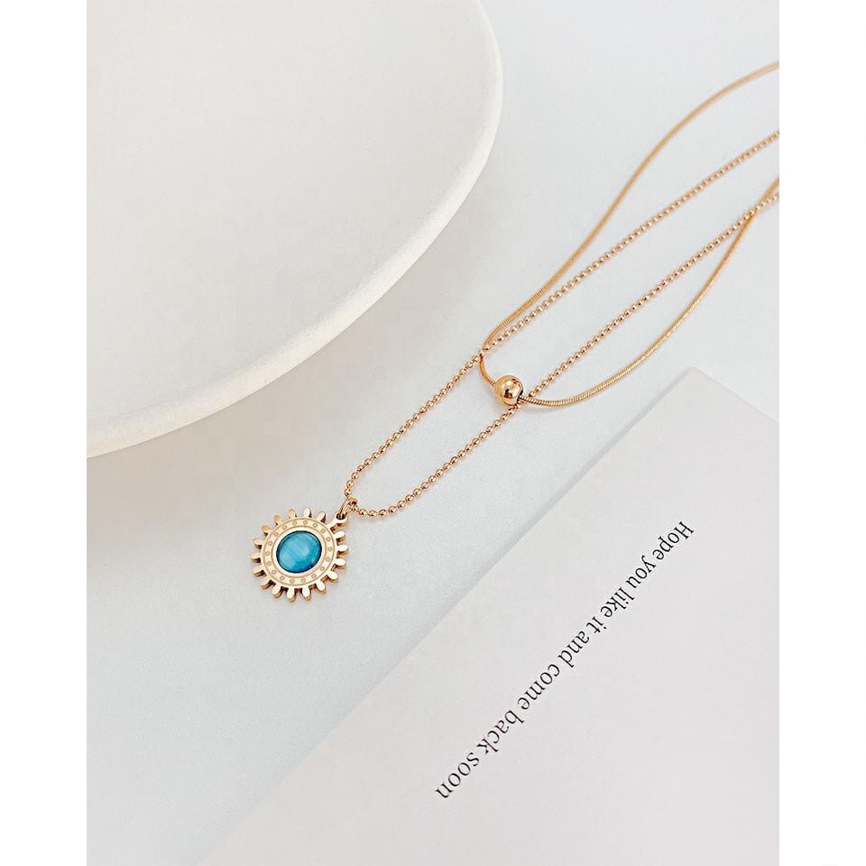 Multilayer Blue Sun Necklace