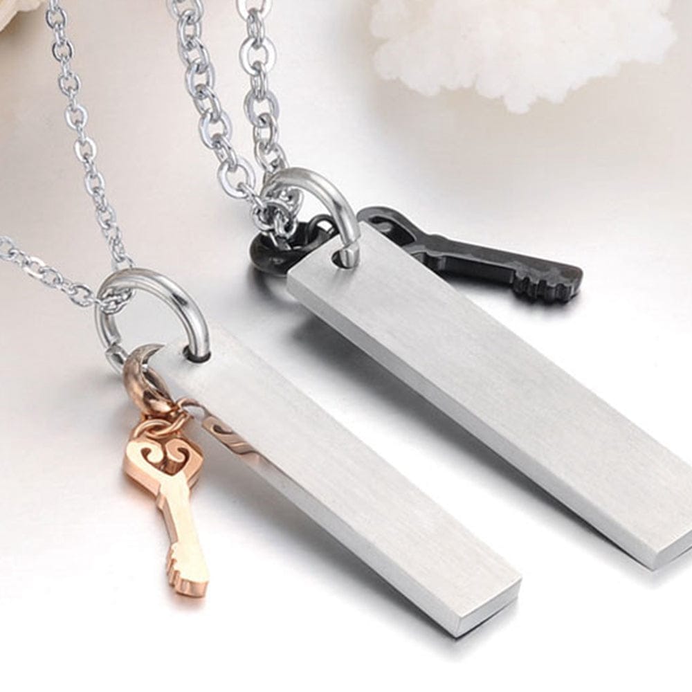 Rectangle and Key Necklace Pair