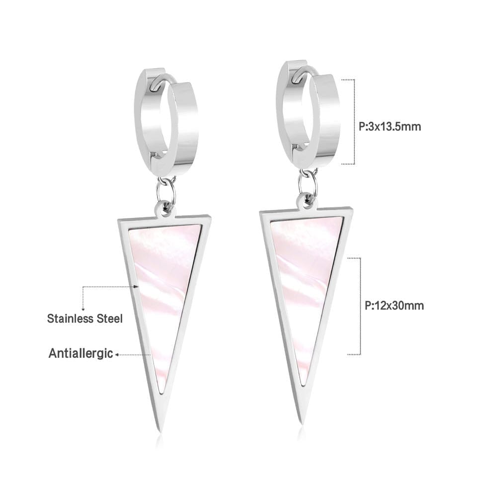 Shell-Overlay Triangular Earring