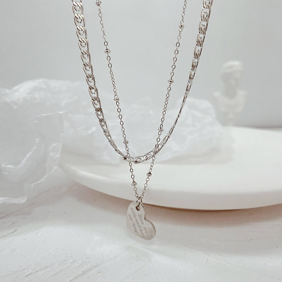 Multilayer Flat Heart Necklace