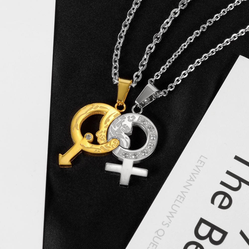 Gender Symbol Necklace Pair