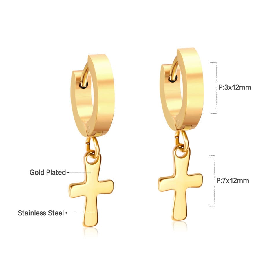 Hinged Classic Cross Earring