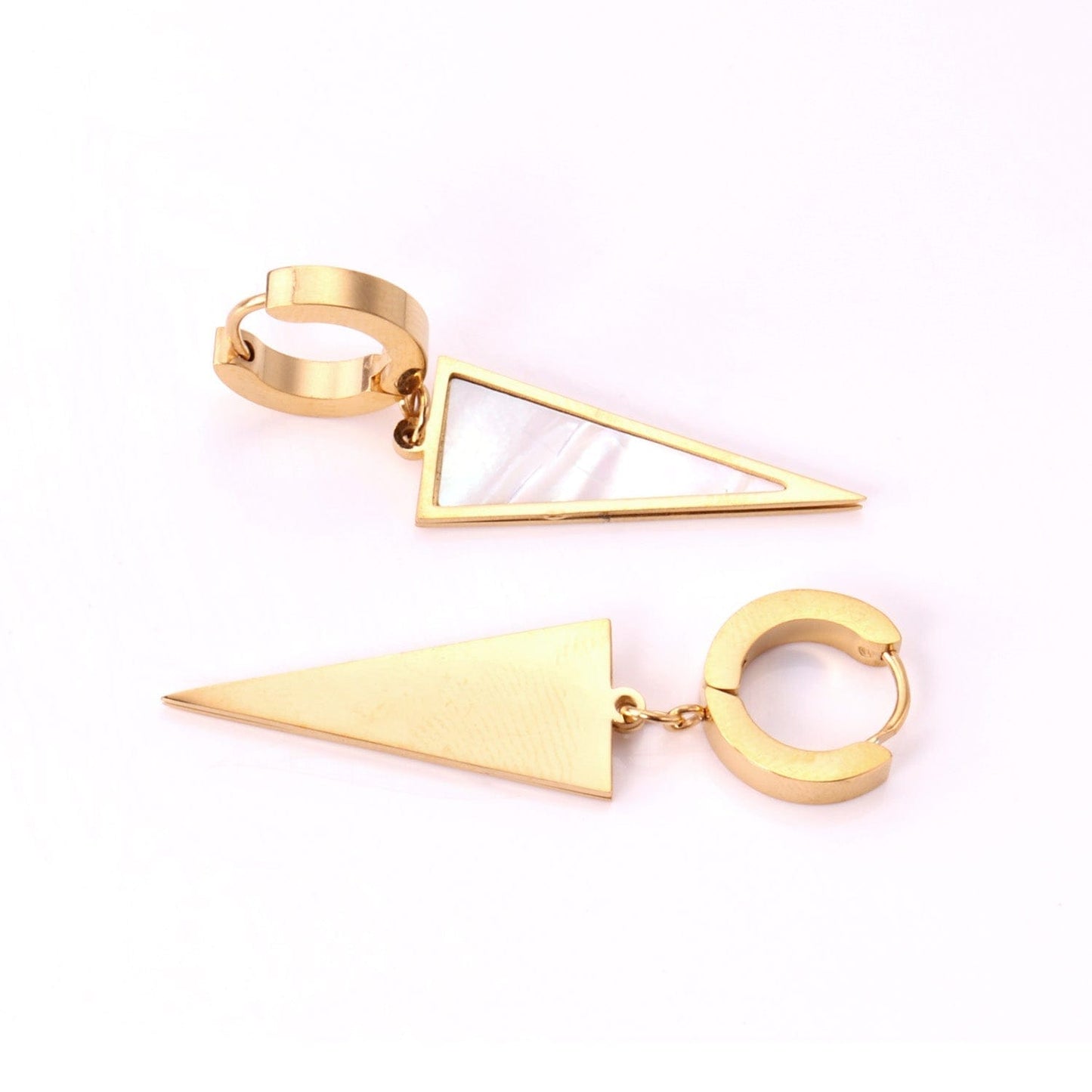 Shell-Overlay Triangular Earring