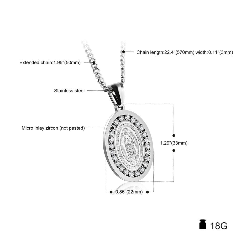 Oval-Zircon Mary Necklace