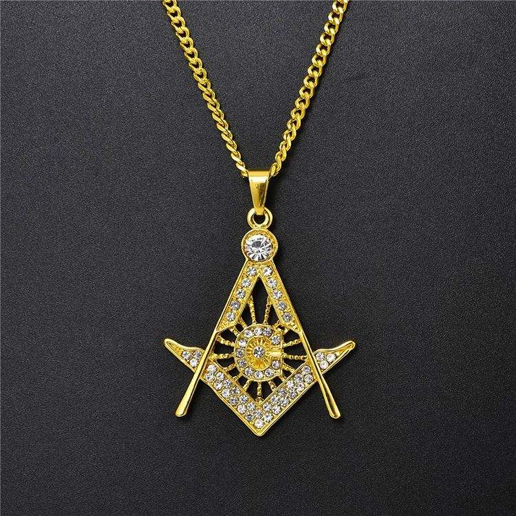 Zircon Masonic Compass Necklace