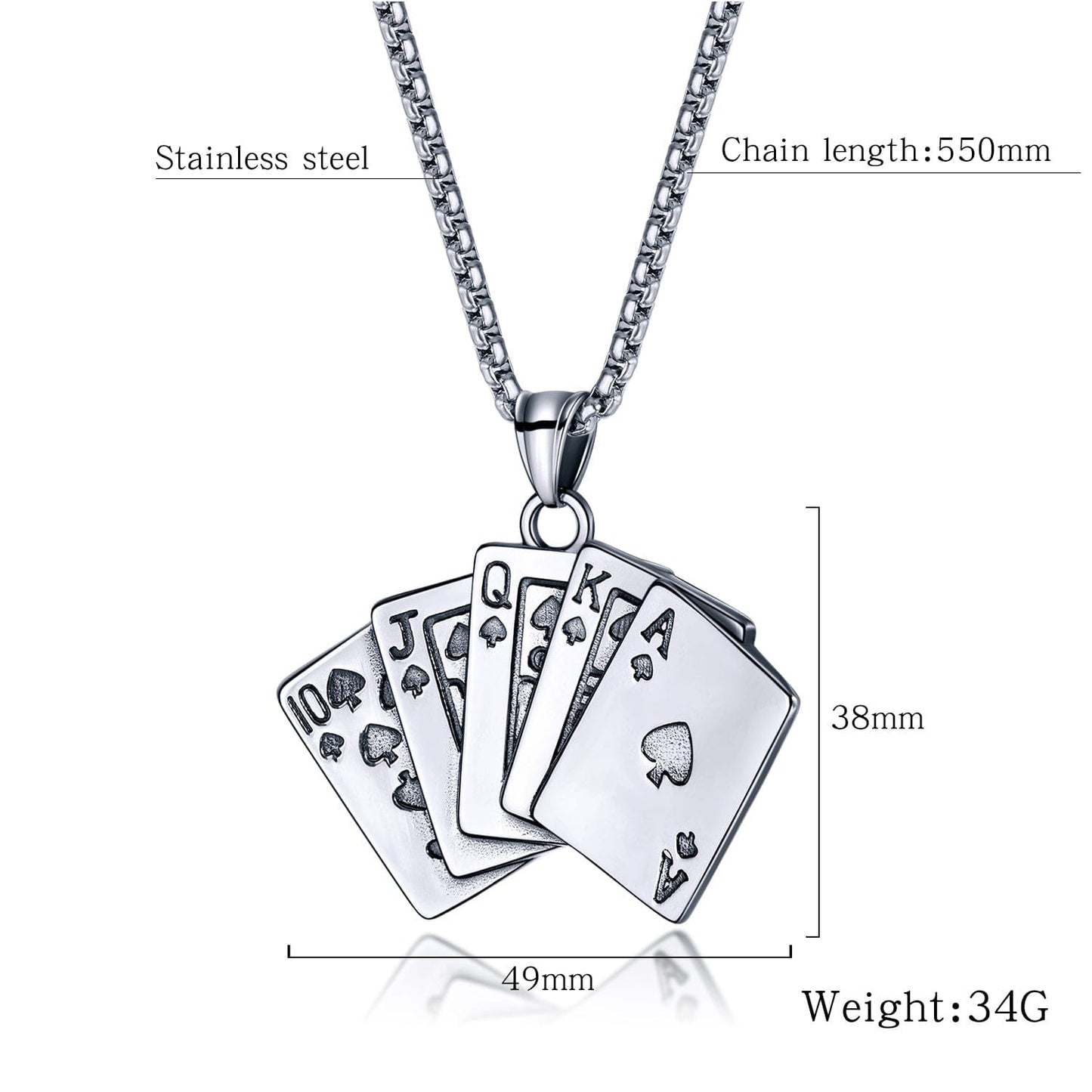 Royal Flush Card Necklace