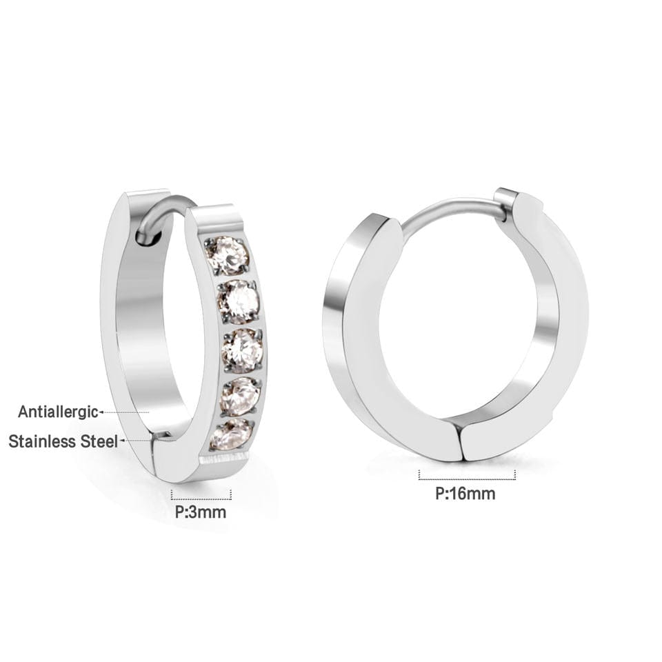 Hinged Circular Zircon Steel Earring