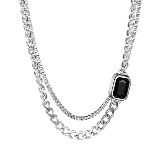 Multilayer Black Gem Necklace