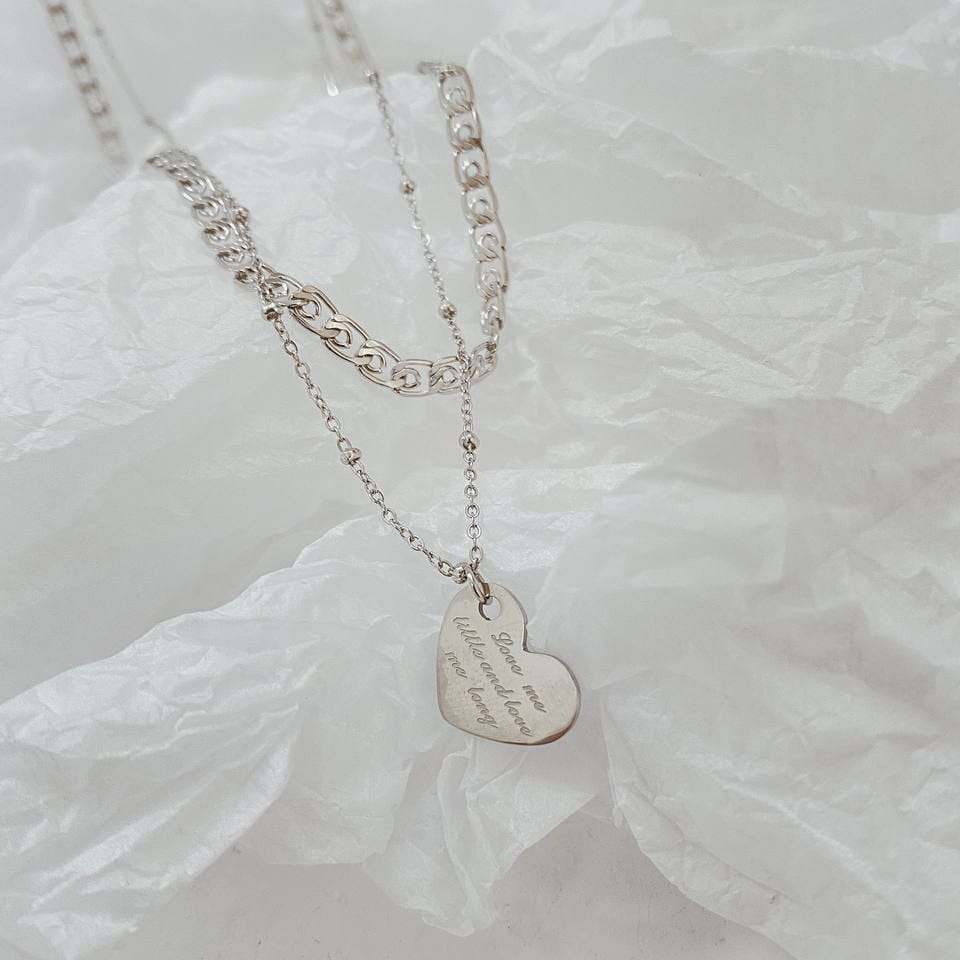 Multilayer Flat Heart Necklace