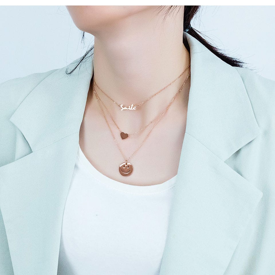 Multilayer Smile Heart Necklace