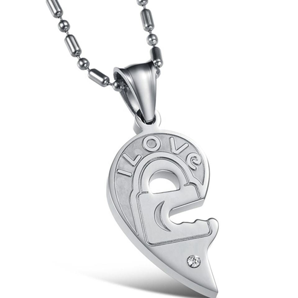 I Love You - Heart Necklace Pair