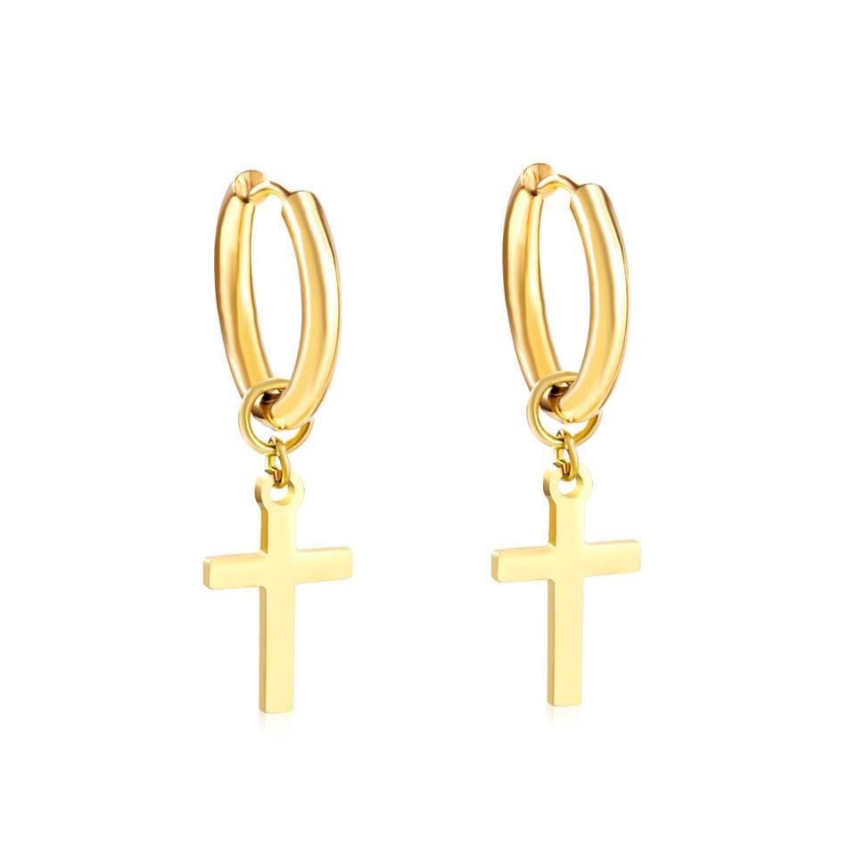 Hinged Hoop Cross Earring