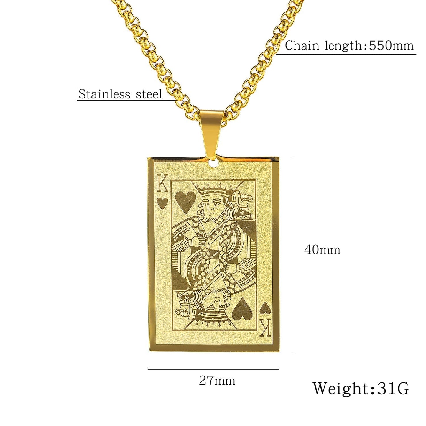 King of Hearts Card Necklace