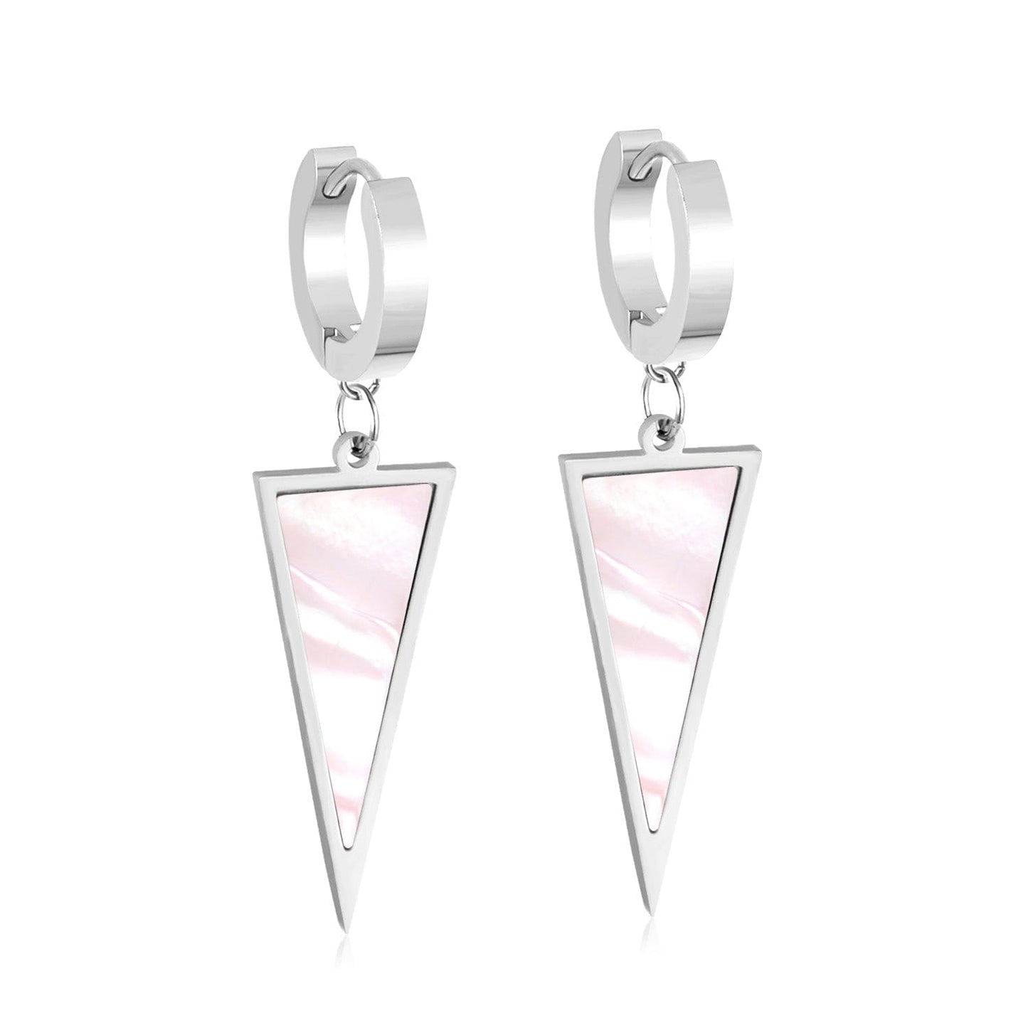 Shell-Overlay Triangular Earring