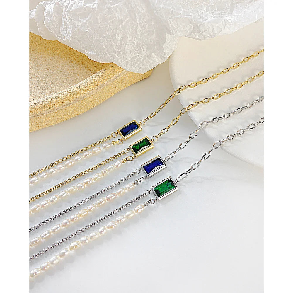 Multilayer Hybrid Pearl-Gem Necklace