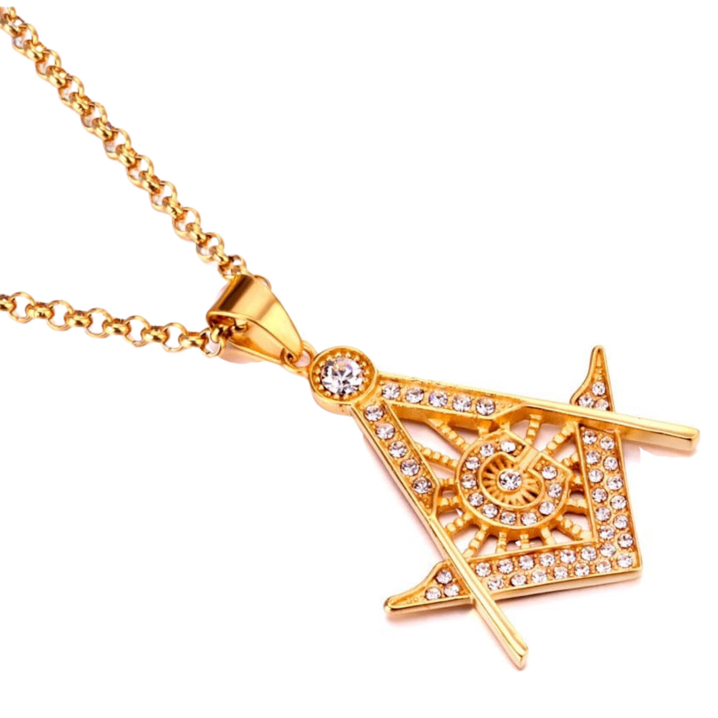 Zircon Masonic Compass Necklace