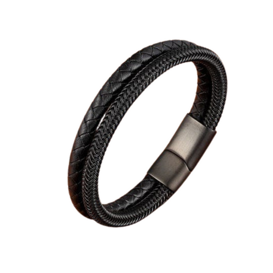 Multilayer Leather Steel Bracelet