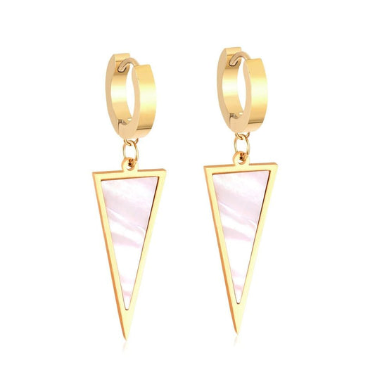 Shell-Overlay Triangular Earring