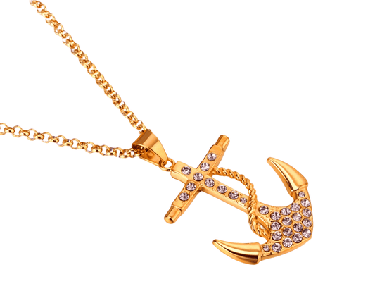 Anchor Zircon Rope Necklace