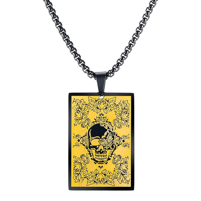 Skull Art Card Necklace