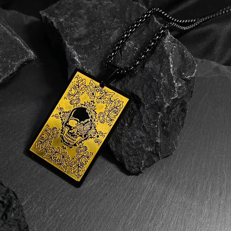 Skull Art Card Necklace