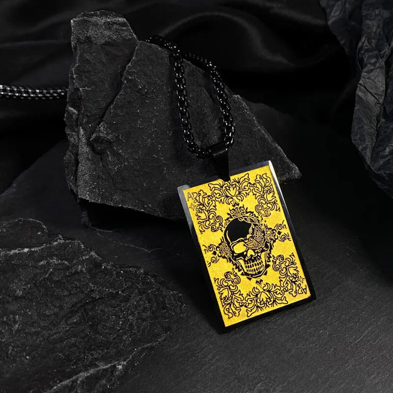 Skull Art Card Necklace