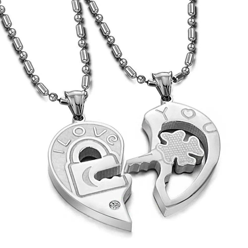 I Love You - Heart Necklace Pair